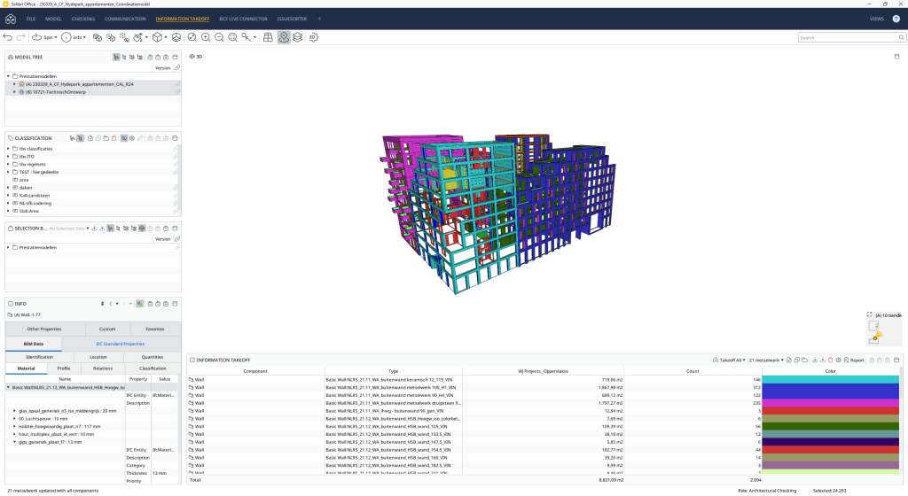 3D gebouwmodel in BIM-software interface