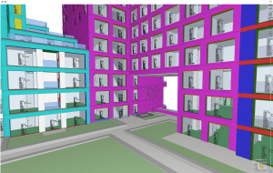 3D model kleurrijke gebouwen ontwerp